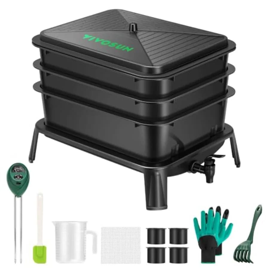 Composter per Vermi da 30L, Facile da Montare, Kit Completo per l'Allevamento di Vermi per il Riciclo dei Rifiuti Alimentari