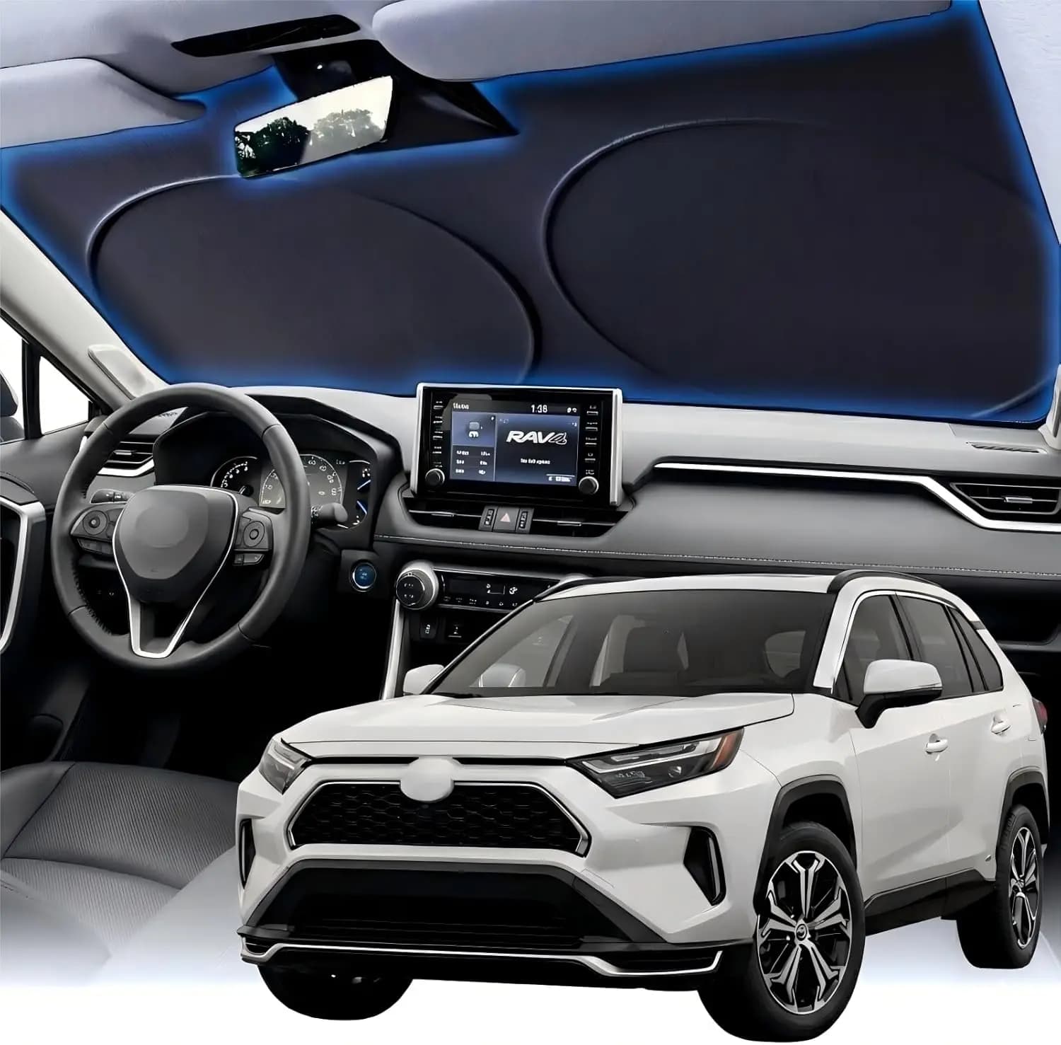 Parasole per Parabrezza Auto Aggiornato con Copertura Privacy, Blocca i Raggi UV, Compatibile con Modelli Toyota/Chevy/Honda