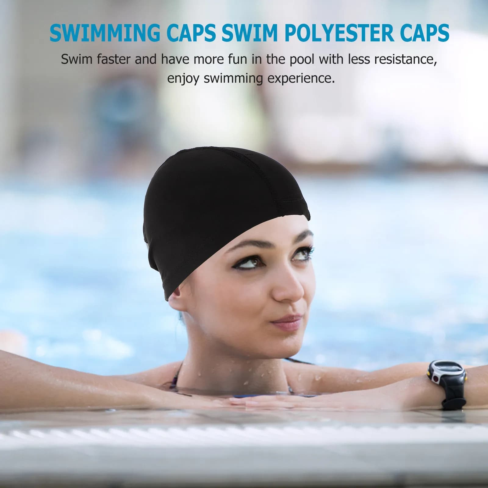 2 waterproof, lightweight, comfortable, easy to wear, long hair protection, for adults, swimming pool