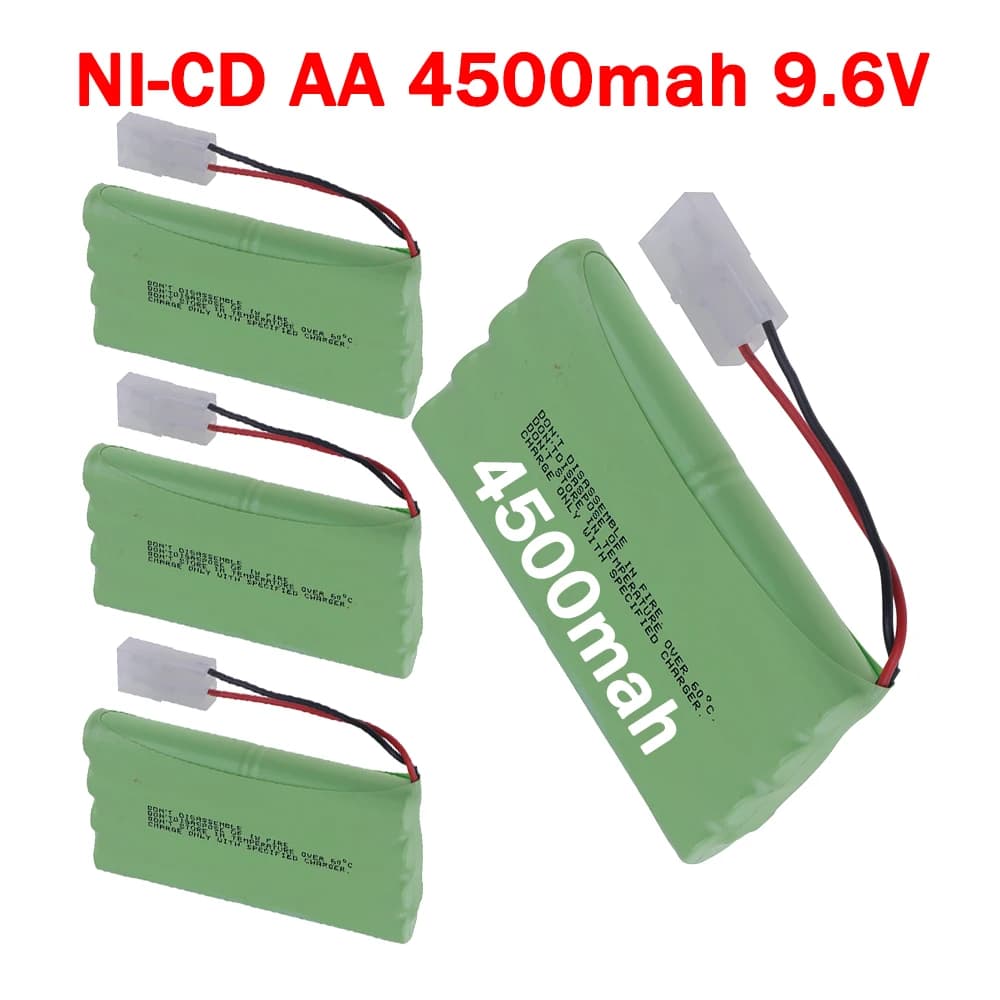 2026 4500mAh 9.6v Ni-MH Battery Pack and 5-in-1 Charge Cable (Tamiya plug) Aa 9.6v NiMH Batteries For Rc toys Car Truck Parts