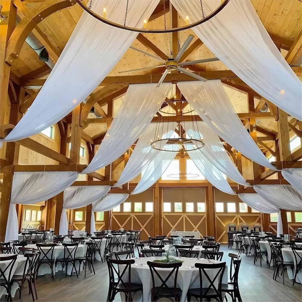 Tende da soffitto bianche a 6 pannelli o drappeggi in garza per matrimoni, drappeggi per archi nuziali, tende velate in voile