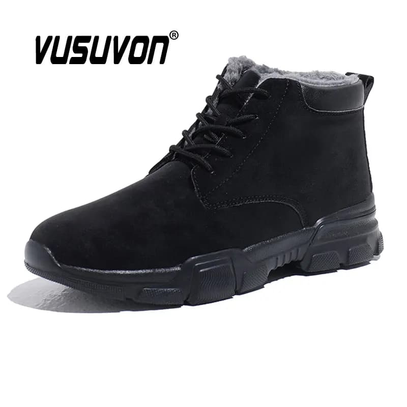 Gli uomini caldi stivali invernali vestono tenere al caldo mocassini casual moda scarpe nere moto per feste affari ragazzi grandi dimensioni 36-45