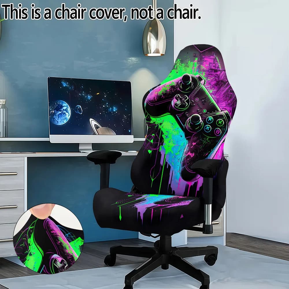 Set di Coprisedia da Gaming con Graffiti Cyber, Reattivi ai Raggi UV, Luminosi, per Decorazione Sedie da Gioco