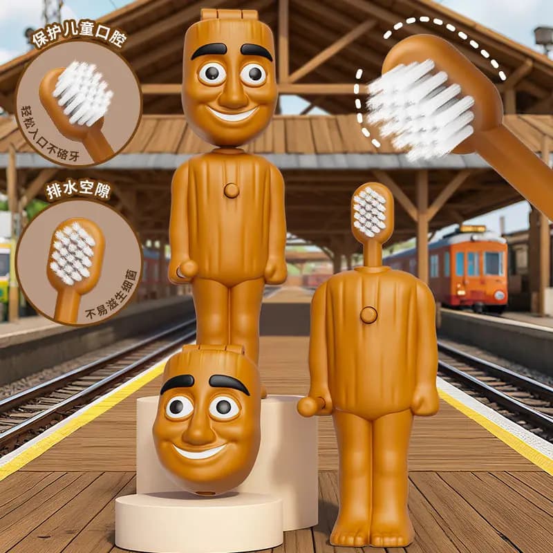 Italian Brainrot Tung Children's Toothbrush Anime Soft Nylon Bristle Toothbrush Travel Cartoon Cute Funny Teeth Brush Whitening