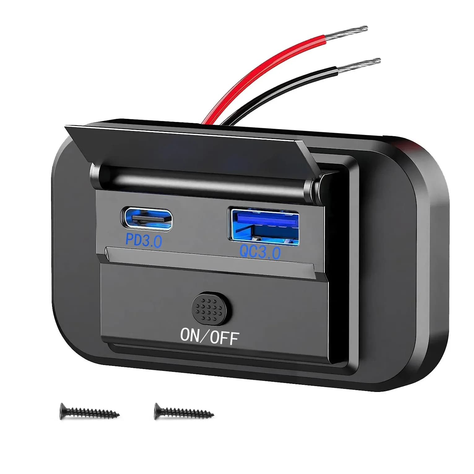 Presa per caricabatterie rapido per auto doppia USB C 12V 54W QC3.0 e porta PD Adattatore per auto per telefono Presa di corrente per caricabatterie più rapida impermeabile