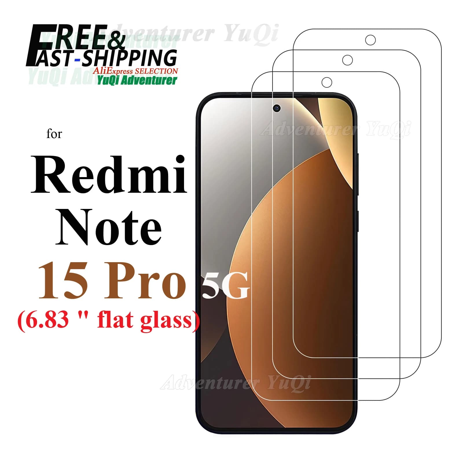 Protective Film for Redmi Note 15 Pro 5G 6.83 Inches, Tempered Glass HD 9H Transparent Anti-scratch Compatible with Cover