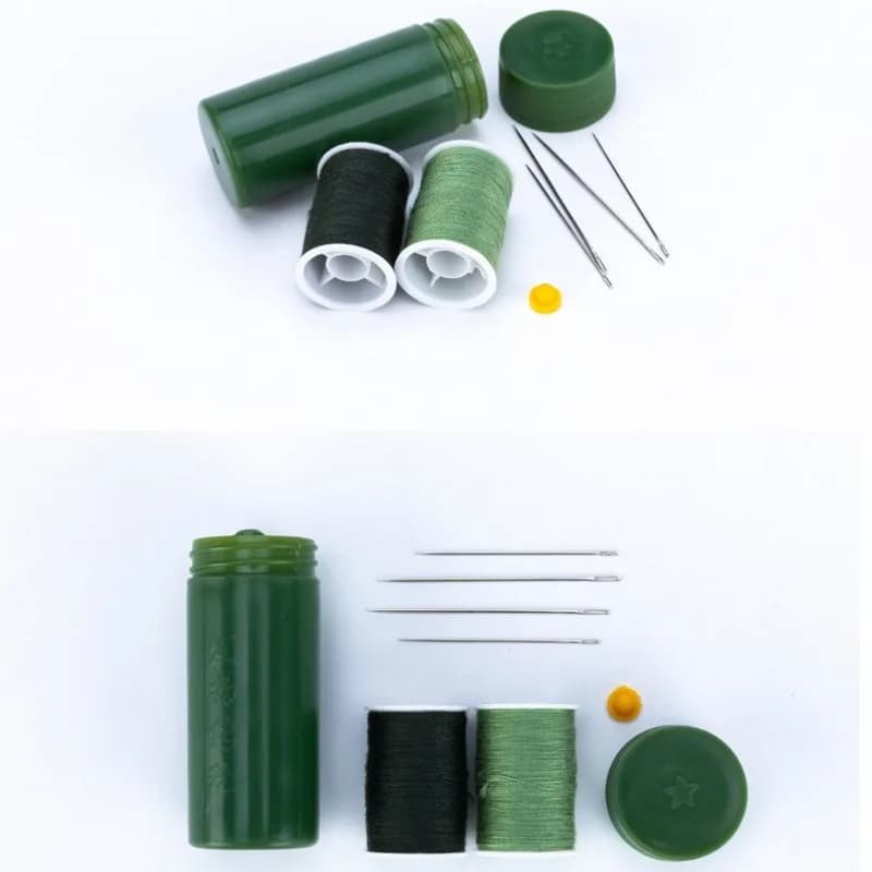 Kit da Cucito Portatile Verde Militare, Set Compatto per Riparazioni d'Emergenza con Fili e Aghi, Accessori da Viaggio per Riparazioni Rapide