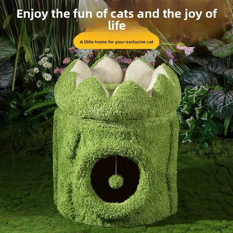 Closed cat nest cat climbing frame integrated toys lotus tree hole cat pet nest winter warm nest