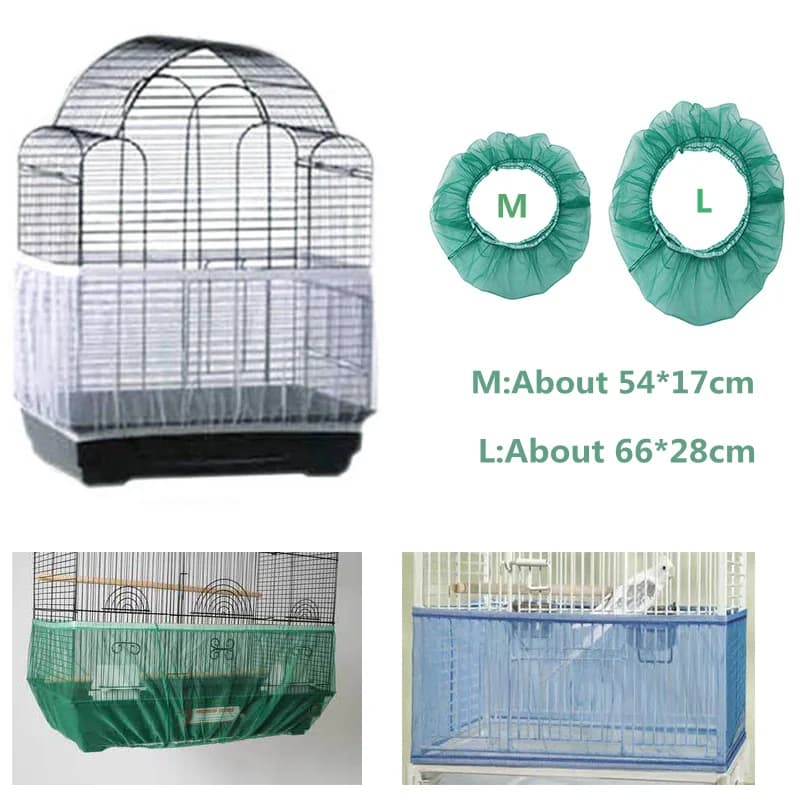 Nylon Mesh Bird Cage Cover Shell gonna Net Easy Cleaning Seed Catcher Guard Bird Cage accessori maglia ariosa pappagallo Bird Cage Net