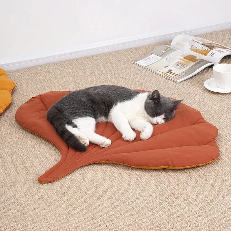 65x60cm Pet Sleeping Mat Soft Leaf Cat Bed Summer Dog Cat Cushion Floor Pad Bite Resistant Puppy Kitten Sleep Mat Home Indoor