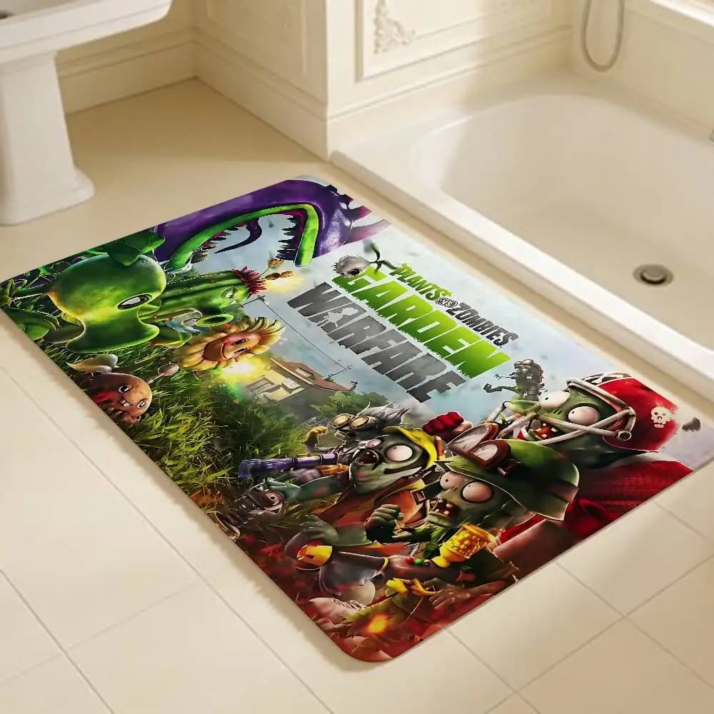 Tappetino da bagno antiscivolo assorbente a striscia lunga P-Plants Vs Z-Zombies, tappeto per camera da letto, zerbino di benvenuto