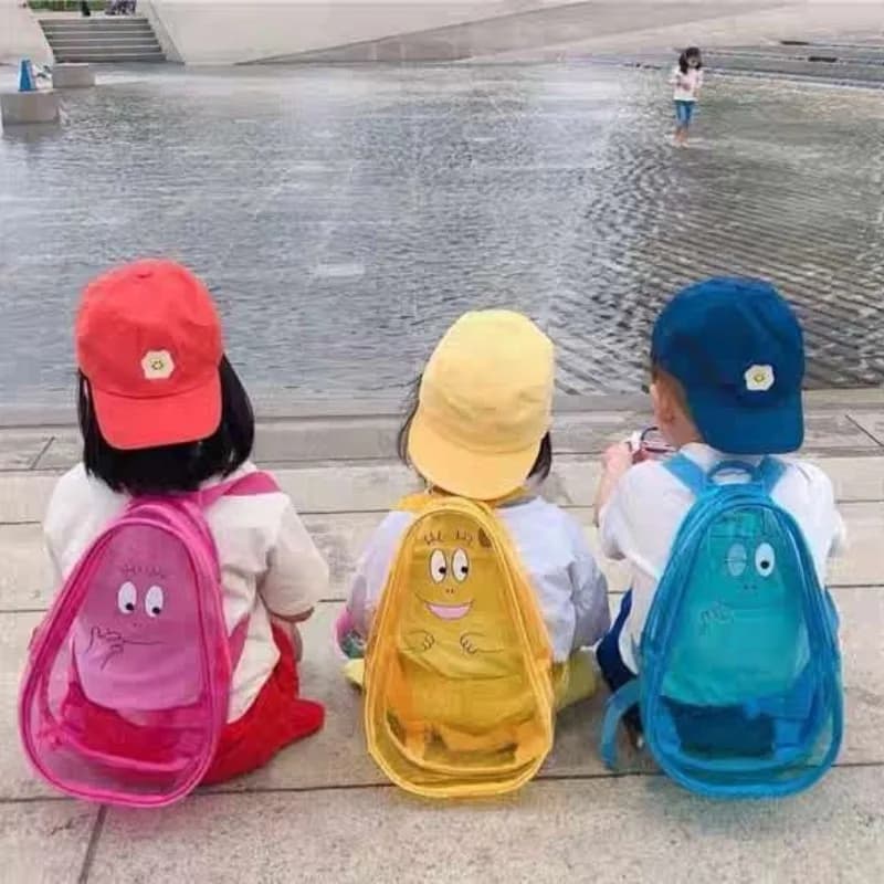 Hot Anime Barbapapa Series Beach Backpack Cute Cartoon Character Creative Printing PVC Transparent Backpack Birthday Gift