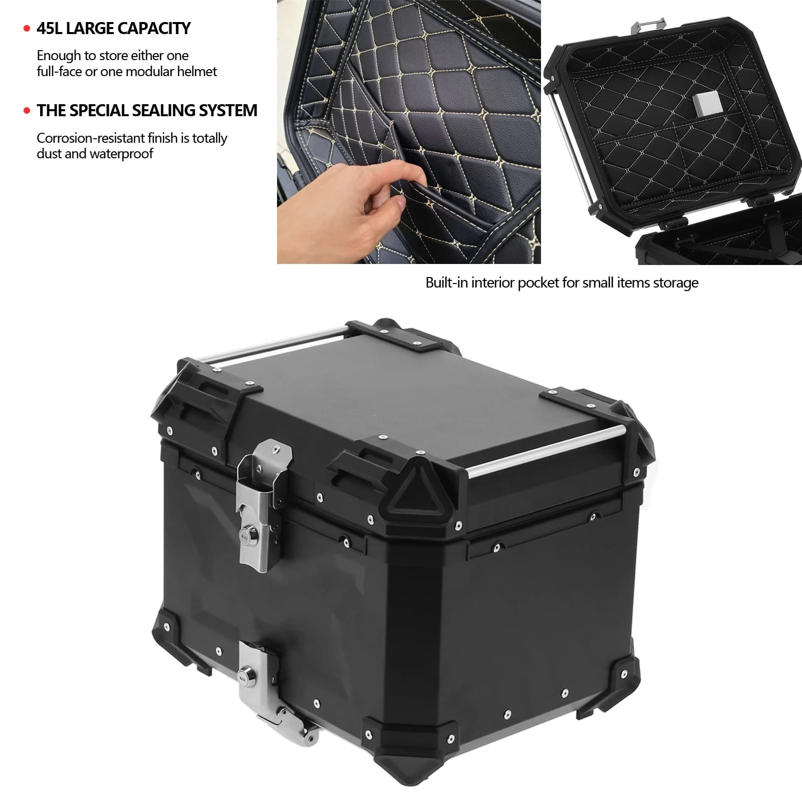 Box holders for motorcycle upper box luggage carriers universal black 45L aluminum carriers for motorcycle