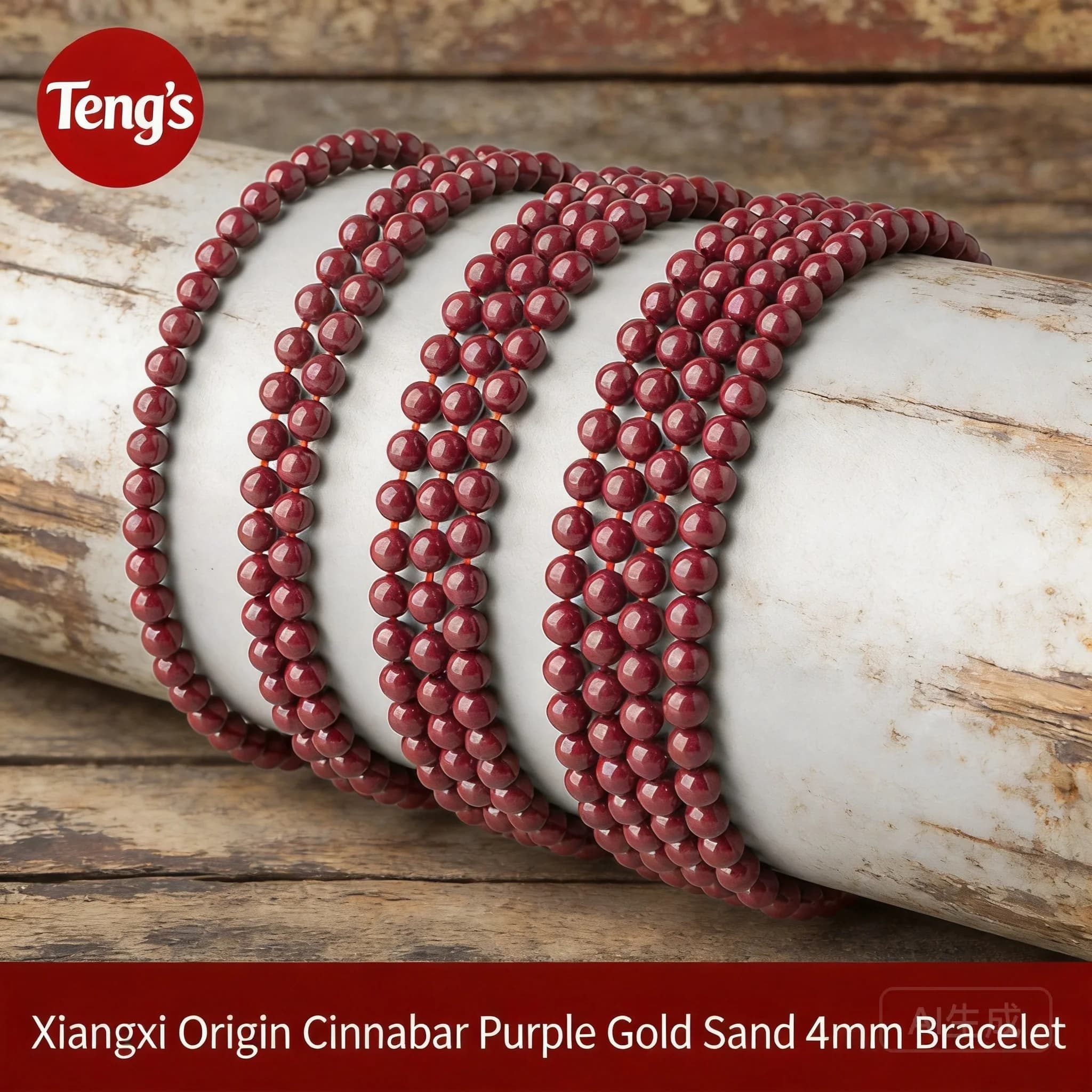 4mm Multi Layer High Content Purple Gold Cinnabar Bracelet 2026 Chinese Style Good Luck Jewelry For Zodiac Year Daily Wear Gift