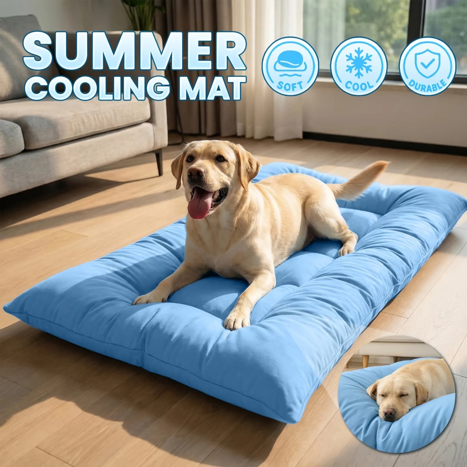 Tappetino Rinfrescante Estivo Extra-Large per Cani, Letto Divano | Divano Letto per Cani Ultra-Morbido, 8 Scomparti, Extra-Large in Peluche | Super Morbido