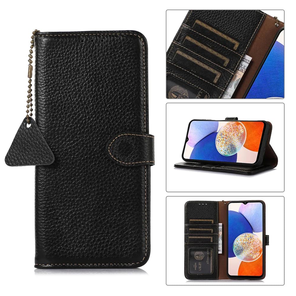 Custodia Flip in vera pelle di vacchetta fatta a mano per iPhone 17 16 Pro Max 14 15 Plus 13 12 Custodia a portafoglio magnetica RFID antifurto