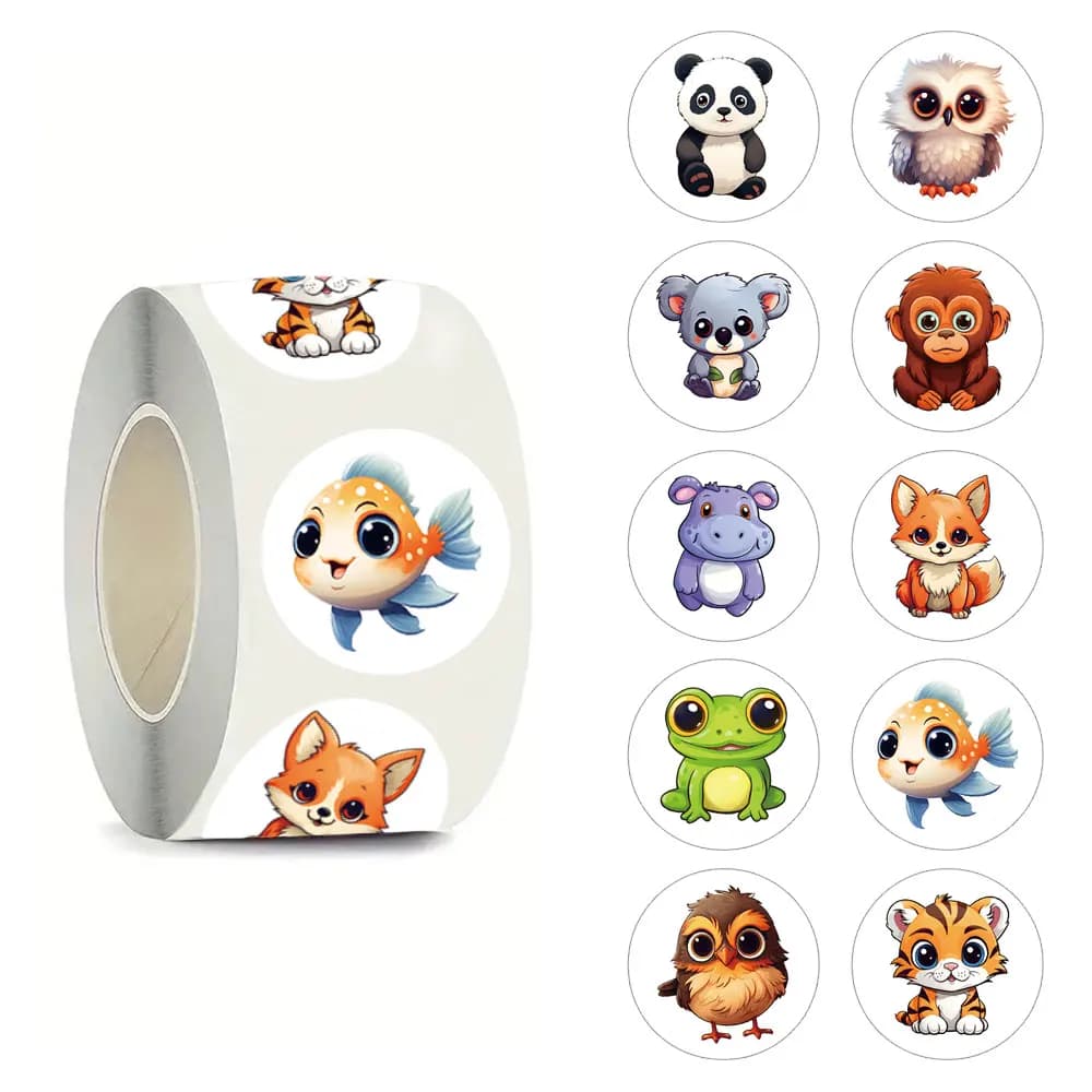 500 adesivi con animali dagli occhi grandi, (etichette da 1 pollice/10 modelli) per custodie per telefoni, laptop, notebook, valigie, adesivi estetici fai da te