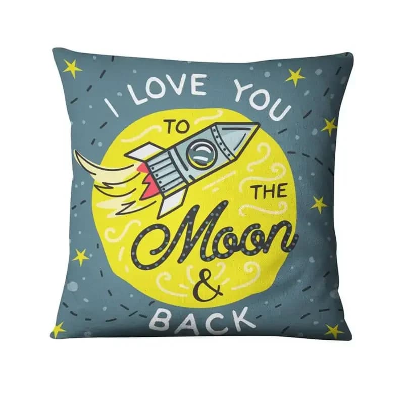 Fodera per cuscino con motivo luna e schiena Cartoon con stampa corta in peluche per fodere per cuscini con decorazione per divano del soggiorno