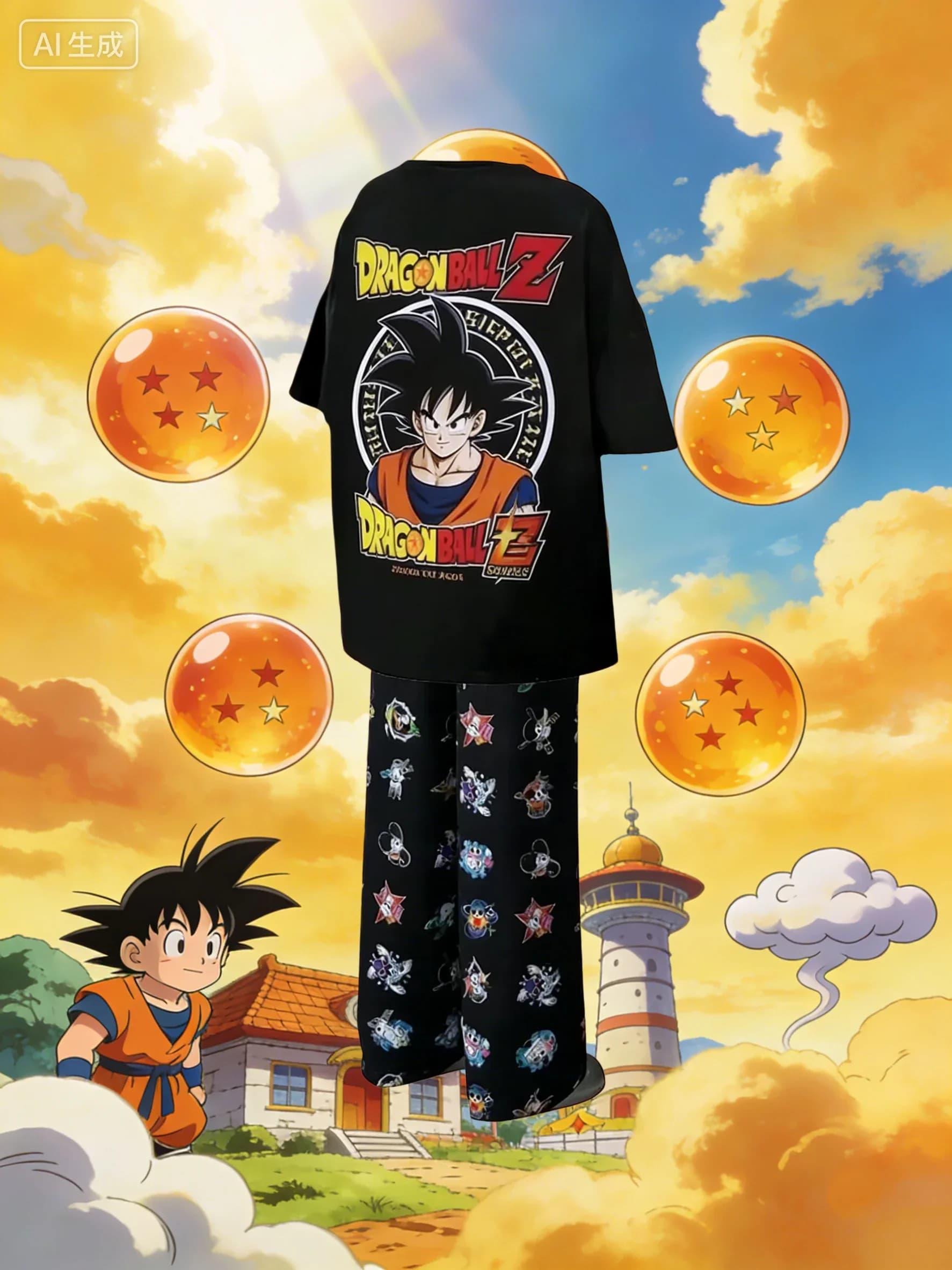 Dragon Ball Z Goku Graphic Pajama Set for Men Women Soft Breathable Anime Sleepwear T-shirt & Pants Streetwear Summer 2026