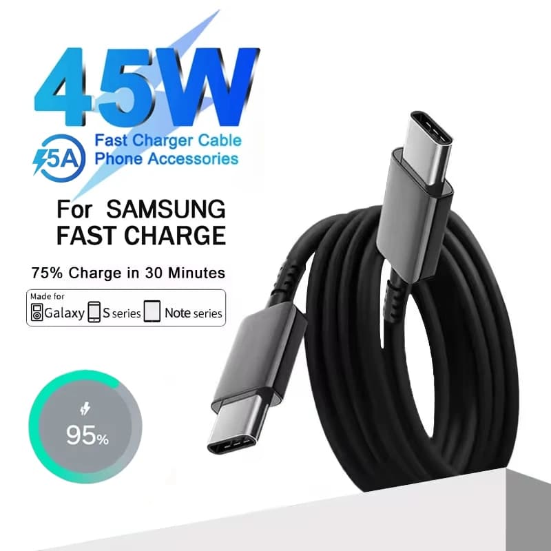 Cavo di ricarica tipo C super veloce USB-C 5A 45W per Samsung S21 FE S22 Plus S23 S24 S25 Ultra Nota 20 A33 A34 A35 A53 A54 A55 A56