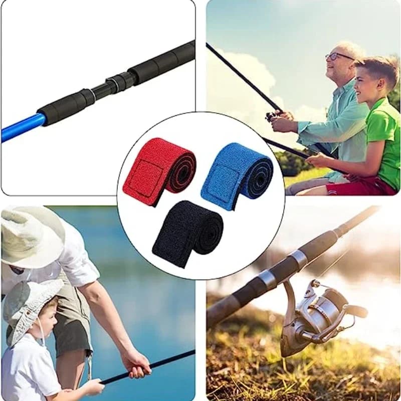 Cinghie Elastiche per Canna da Pesca con Chiusura a Strappo, Fascia Avvolgente per Attrezzatura da Pesca alla Carpa all'Aperto