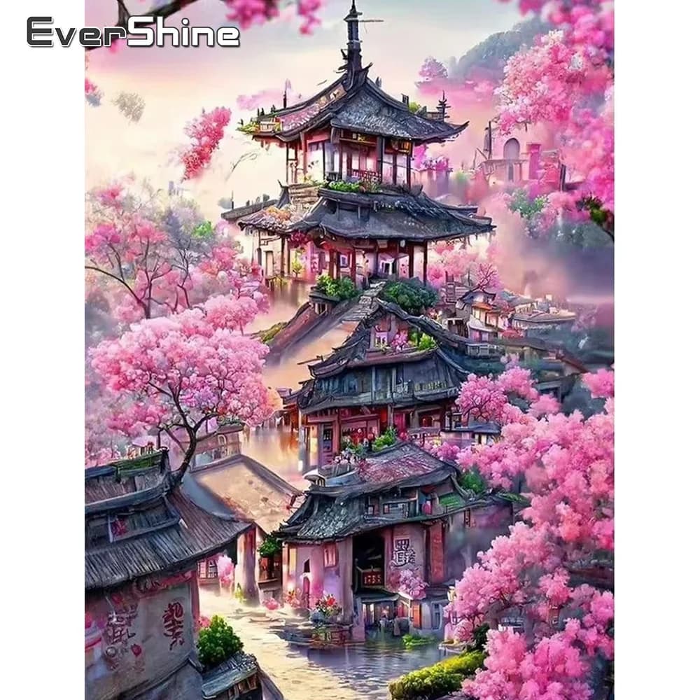 Momoart diamante ricamo casa paesaggio pittura punto croce kit albero di mosaico fai da te nuovi arrivi artigianato