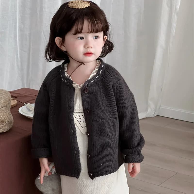 Autumn New Korean Style Children's Patch Embroidery Dress Girls' Vintage Cotton Tie Dress