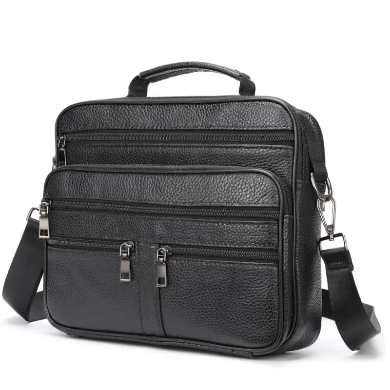 Men's Fashion Handbag black shoulder bag in real leather for men's office shoulder bag male shoulder bag