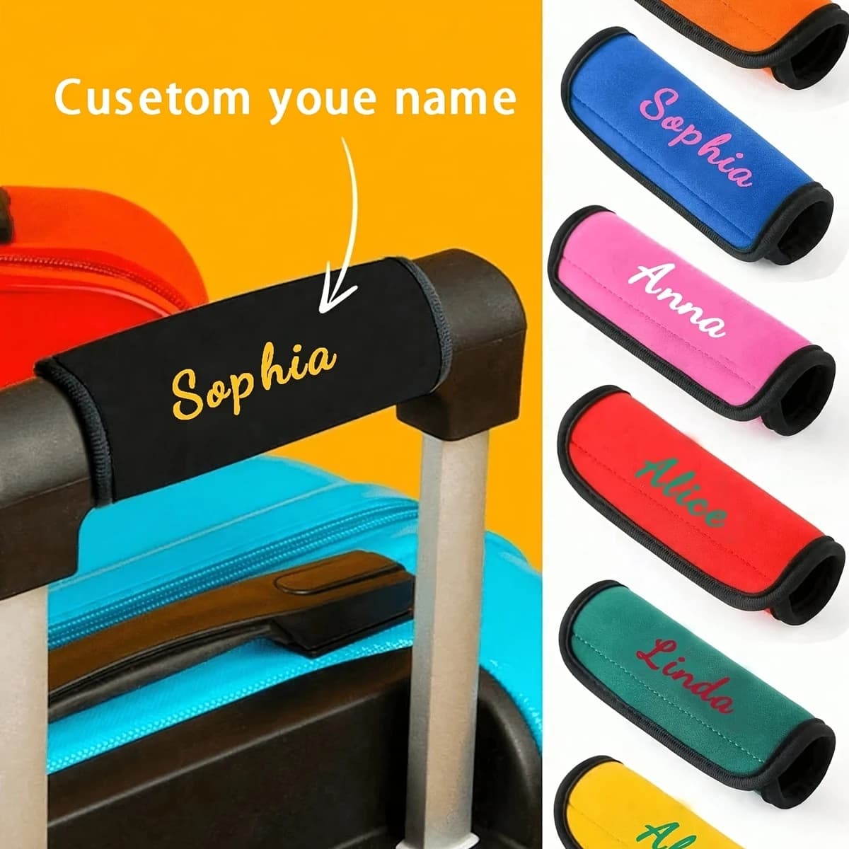 Custom Name Luggage Handle Cover, Custom Luggage Handle Cover with Text, Custom Luggage Wrap, Mother's Day Gift, Easter Gift