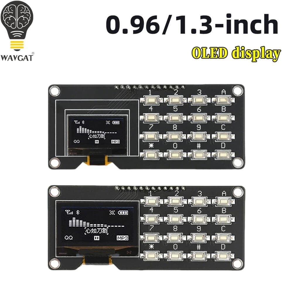 Display OLED WAVGAT da 0,96/1,3 pollici SSD1106 SSD1315 con tastiera 4x4 e pulsante 16P, modulo display per Arduino