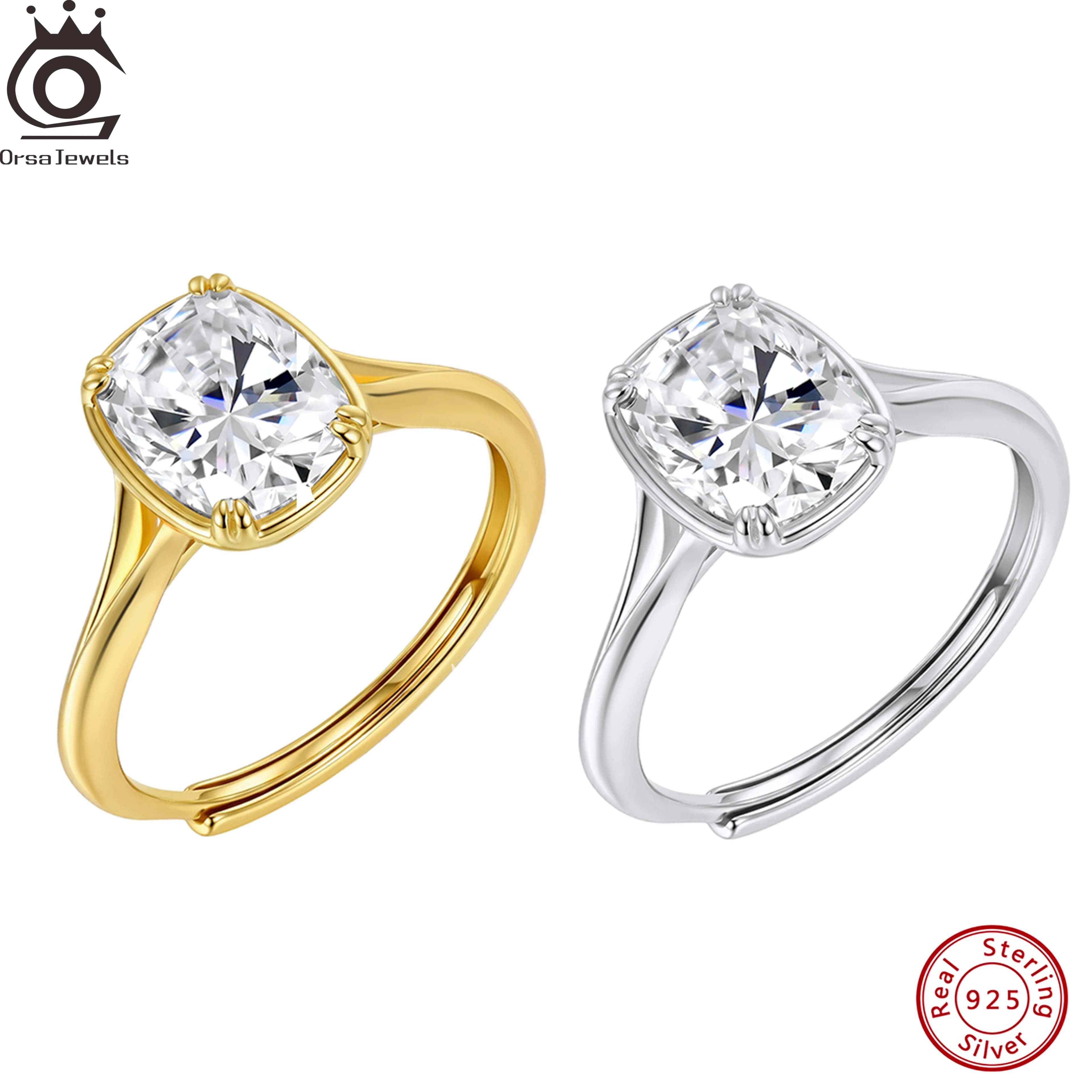ORSA JEWELS Brilliant 925 Sterling Silver D Color VVS Moissanite Diamand Ring Jewelry for Women Luxury Wedding Ring Gift MOR17