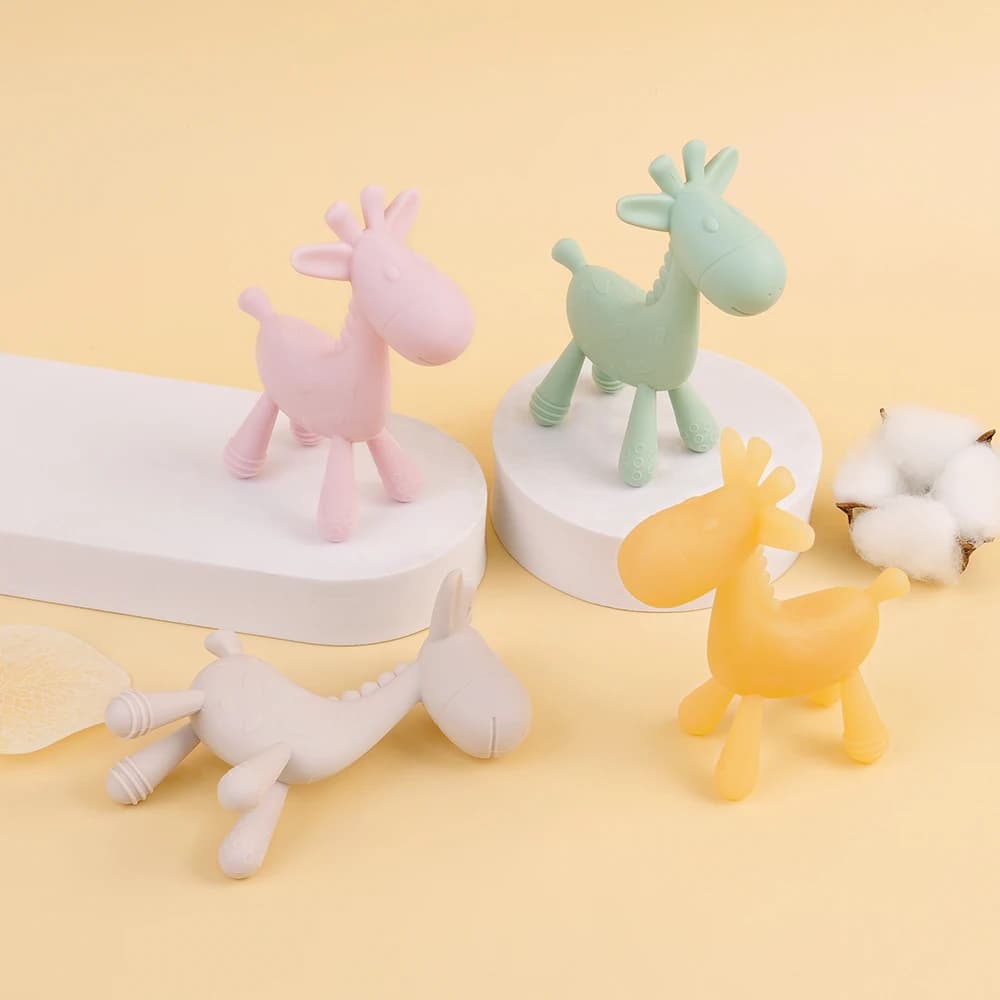 1 pz Baby Silicone massaggiagengive giocattoli allenamento Grip forza bambino giocattolo da masticare carino giraffa bambini salute molare accessori da masticare
