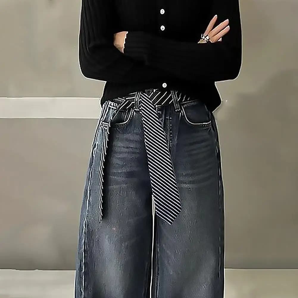 Sciarpa lunga e sottile a quadri da donna, cintura alla moda per jeans, accessorio decorativo per capelli e polso H9C1