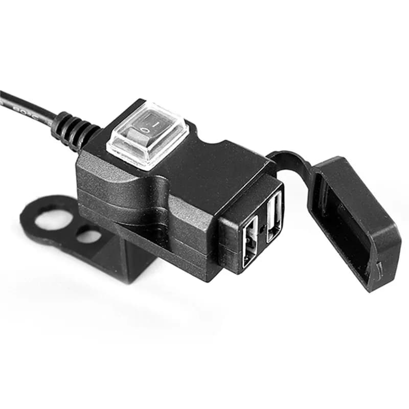 Caricatore per Moto GPS MP4 con Doppia Porta USB 12V Impermeabile, Adattatore per Manubrio, Presa di Alimentazione per Telefono