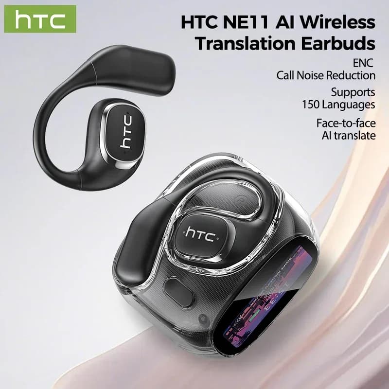 Auricolari HTC NE11 Bluetooth V6.0 Auricolari traduttore AI Cuffie wireless a orecchio aperto Schermo LCD BASS Stereo 8 ore di lunga durata