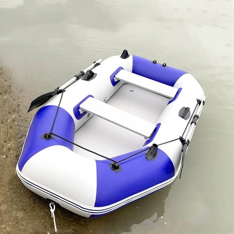 Gommone da Pesca Gonfiabile Pieghevole Portatile in PVC con Giubbotto di Salvataggio e Accessori per Remi - Promozione Vendite