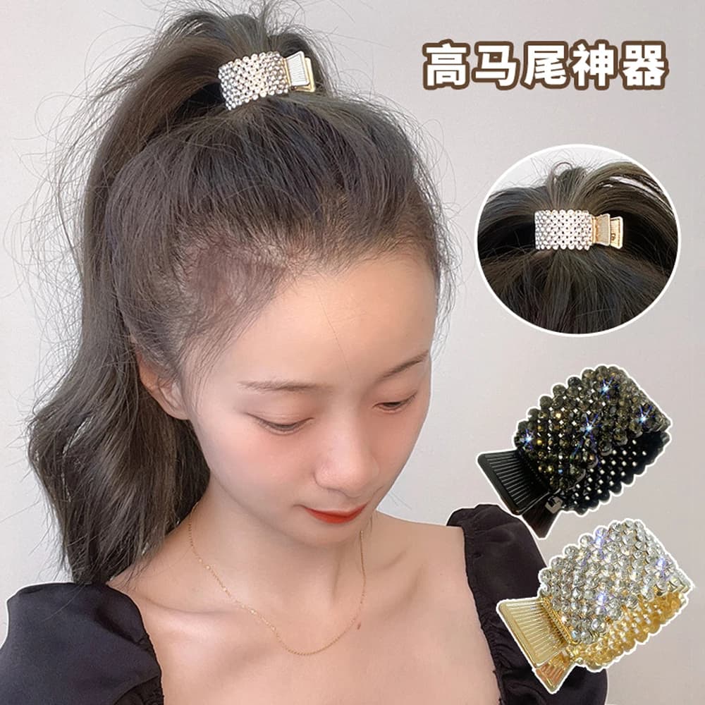 Artiglio per capelli con strass completo Forte tenuta antiscivolo Clip con fibbia per coda di cavallo in metallo per donne Ragazze Capelli lunghi spessi Copricapo estivo