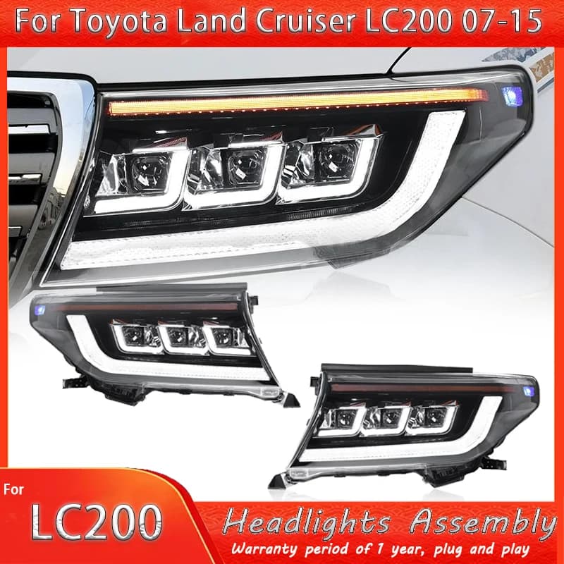 Faro dell'automobile Per Toyota Land Cruiser 2008-2015 Aggiornamento Modificato al Nuovo DRL Dinamico Segnale di Girata Run Light LED Faro