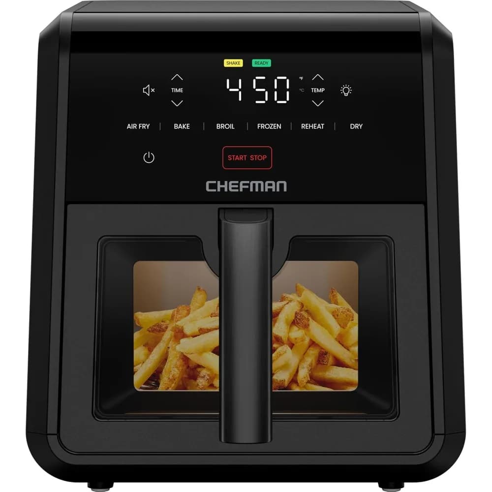 Friggitrice ad aria TurboFry 7-Qt, 6 in 1 ad alta potenza 450 ° F Cottura per risultati croccanti, design compatto salvaspazio, frittura ad aria, cottura
