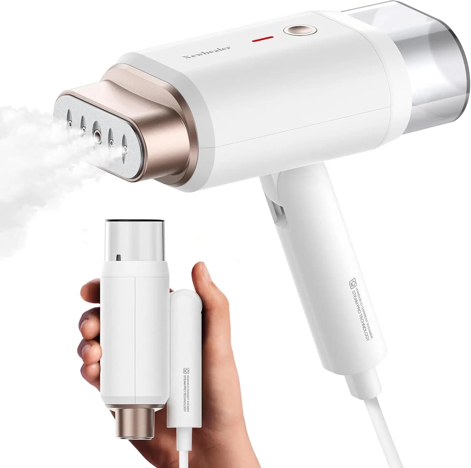 Vaporizzatore da Viaggio 1200W per Vestiti, Stiratura Orizzontale e Verticale, 2 Livelli di Vapore, Stiratura a Secco, Pieghevole e Leggero