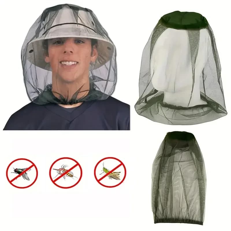 Reti a rete per testa di zanzara all'aperto, cappello da giardinaggio a prova di insetti per escursioni in campeggio e pesca