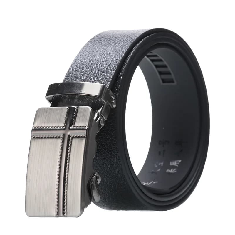 Cinture Eleganti da Uomo in PU con Fibbia Quadrata in Lega, Cinture Nere per Jeans e Pantaloni, Fibbia in Metallo