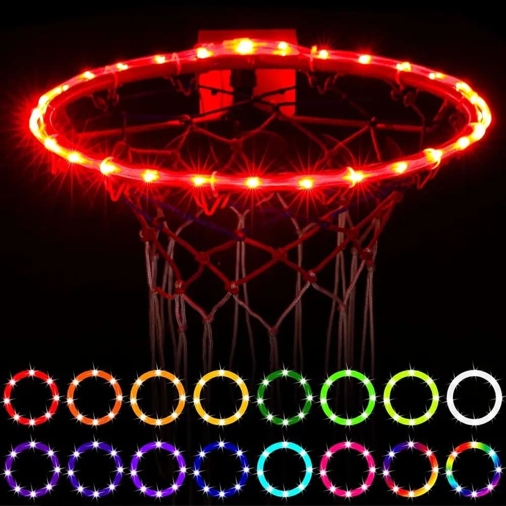 Luci LED per canestro da basket a 16 colori con telecomando, impermeabili, luminose per il gioco notturno, ideali per adulti e bambini