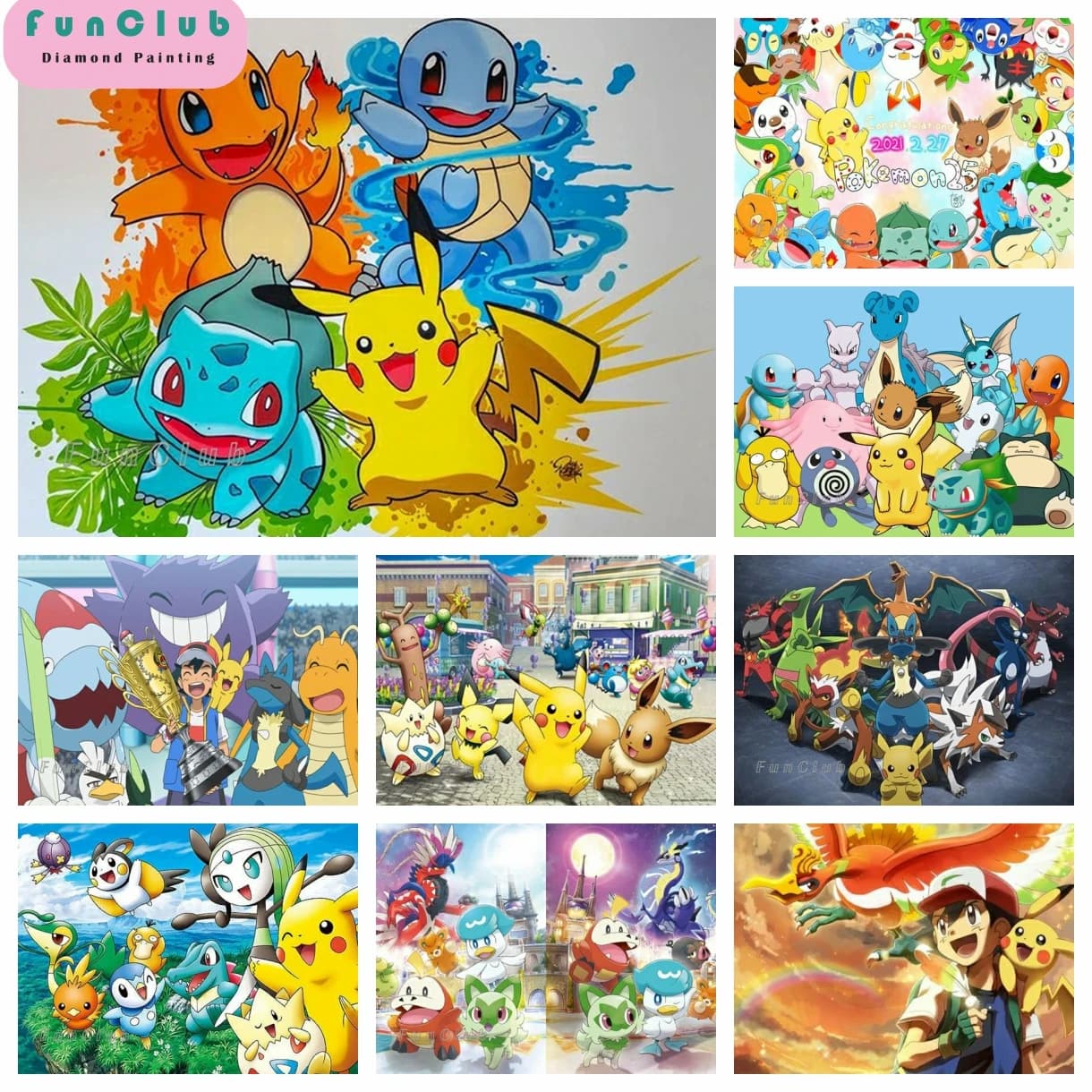 5D fai da te Pikachu personaggi Anime giapponesi pittura diamante punto croce ricamo cartone animato mosaico strass decorazioni per la casa regalo per bambini