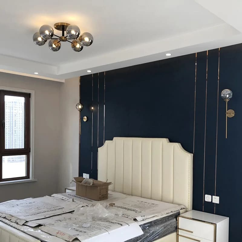 Lampadari Scandinavia Lampade da soffitto a LED Apparecchio a sospensione a sfera in vetro Lampada a sospensione per soggiorno camera da letto