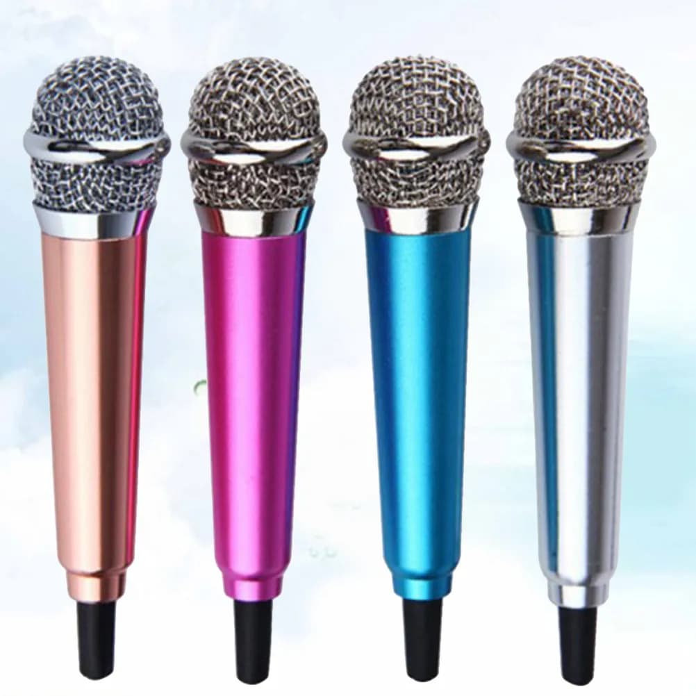 Set di 4 Microfoni Portatili per Karaoke, Registrazione, Chat Vocale, Smartphone, Laptop, Webcam, Compatti e Leggeri, Connettore da 3,5mm