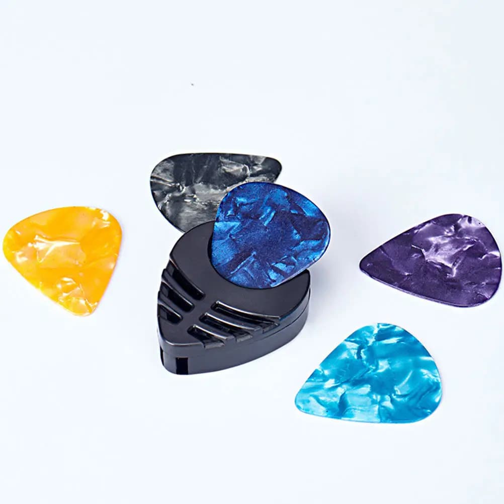 50 Pezzi Scatole Porta Plettri per Chitarra, Porta Plettri Portatile Cavo con Design Adesivo per Viaggi, Esibizioni e Pratica