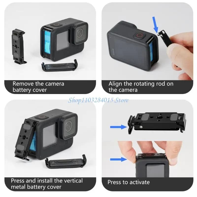 Sostituzione del coperchio della batteria magnetica a sgancio rapido in lega alluminio R6FF per fotocamere Action