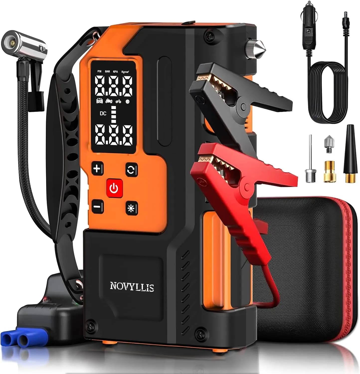 Compressore d'aria con avviamento di emergenza Power Bank da 10000 mAh, gonfiatore portatile per pneumatici da 150 PSI, luce LED SOS, interruttore per finestre