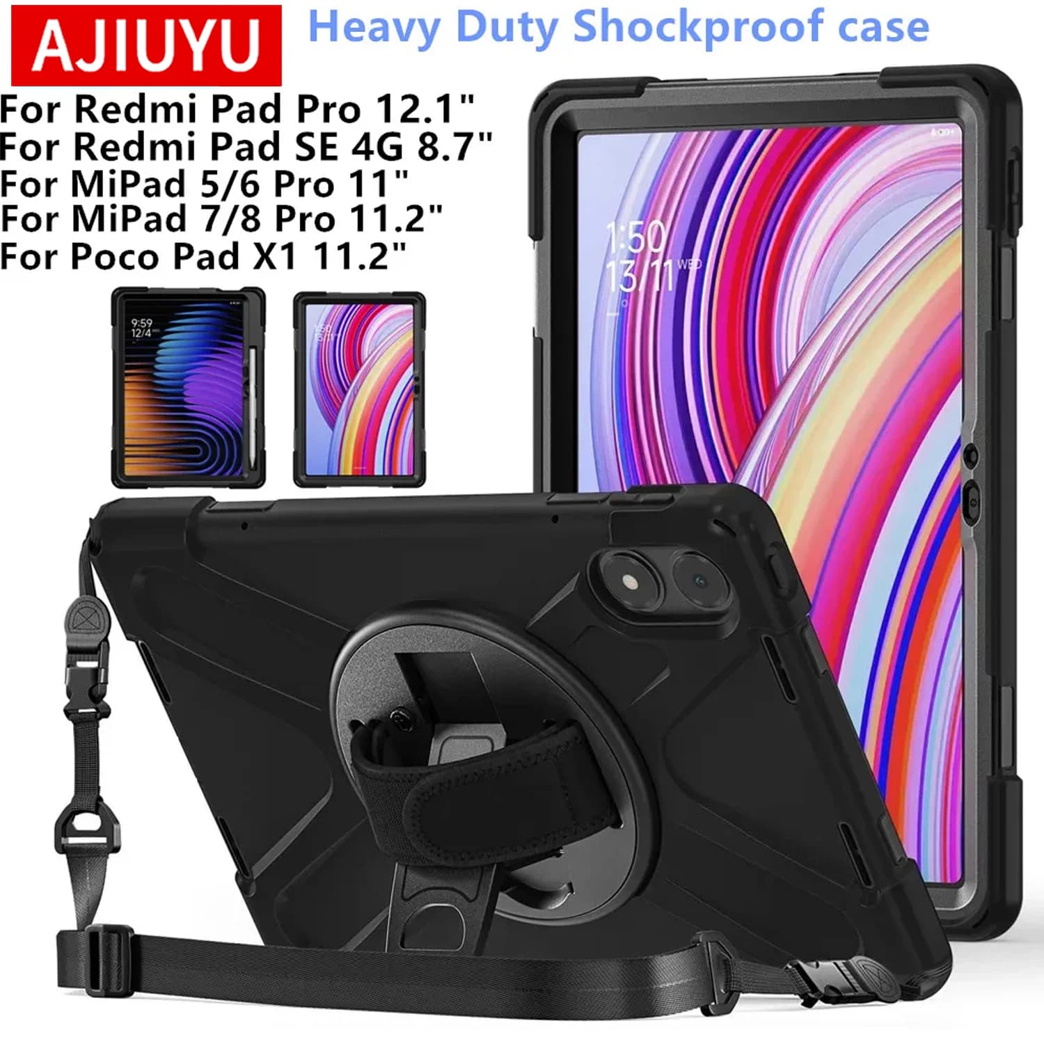 Custodia antiurto per Xiaomi Redmi Pad Pro 12.1 SE 8.7 pollici, compatibile con Xiaomi Mi Pad 8 7 6 5 Pro 11 11.2 pollici, Poco Pad X1 e altri tablet